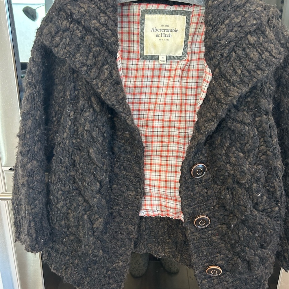 Abercrombie & Fitch vintage cable knit wool Cardigan M has piling wear